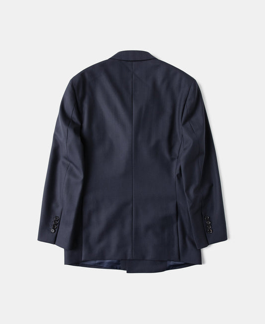 Herringbone Double-Breasted Suit Jacket Navy – Side View | Ghosts Vintage