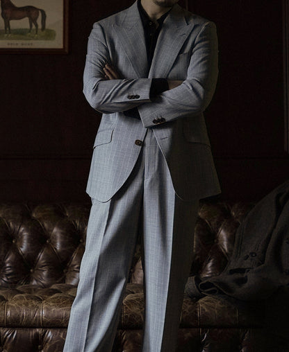 Gray Chalk Stripe Suit Jacket – Back View | Ghosts Vintage