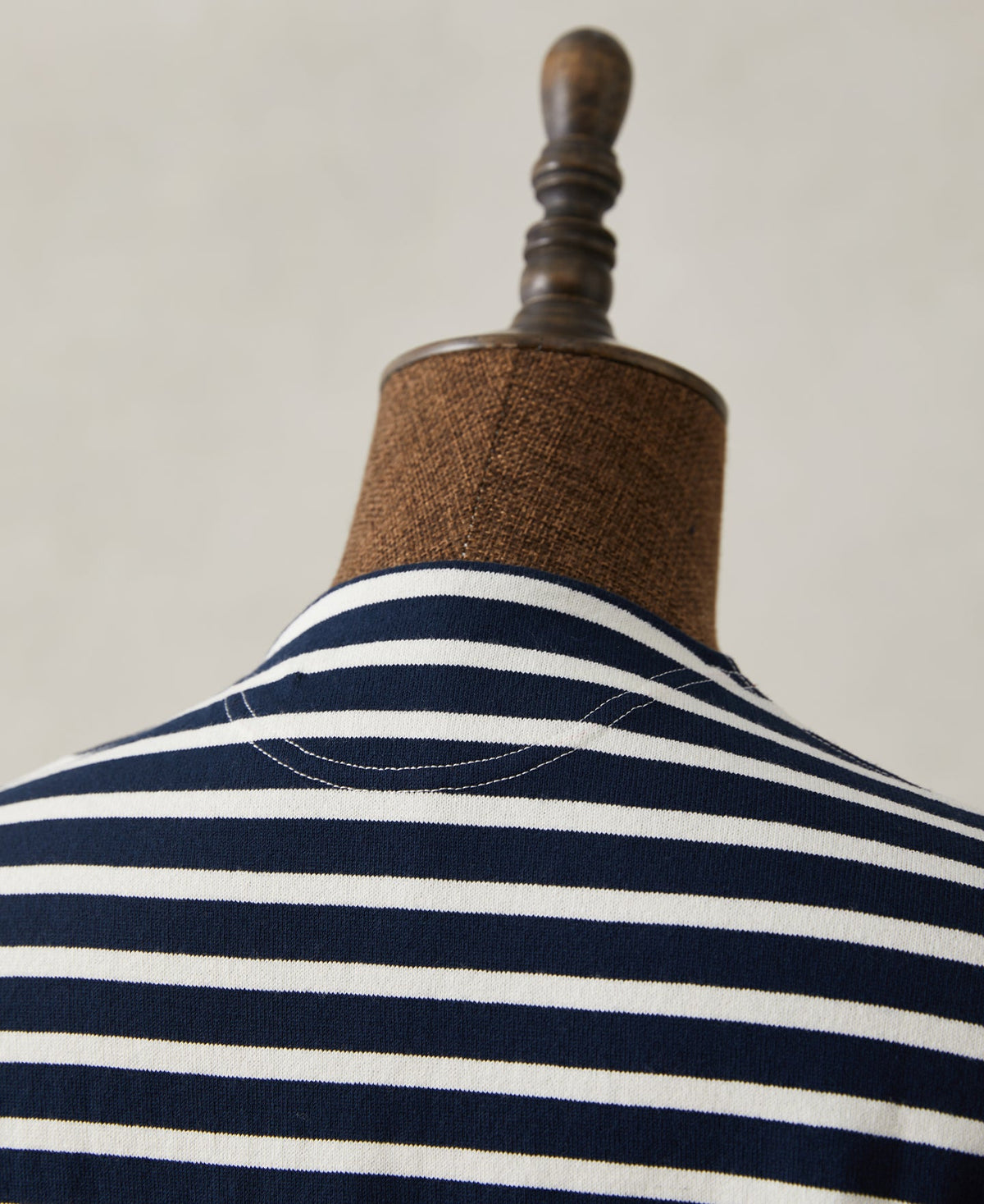 Navy Ivory Breton T-Shirt – Shoulder Detail | Ghosts Vintage