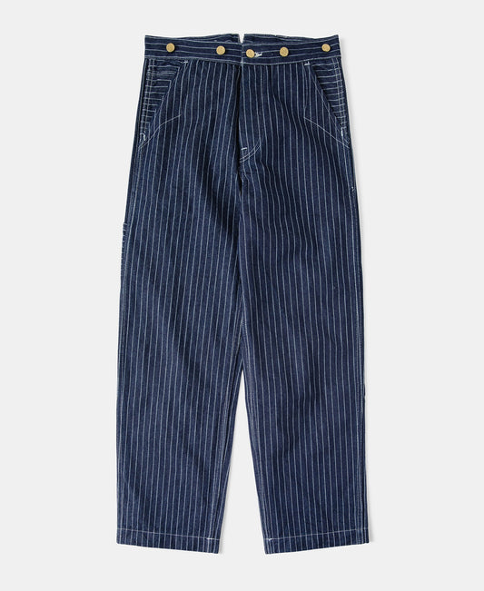 Wabash Stripe Work Pants Indigo – Front View | Ghosts Vintage
