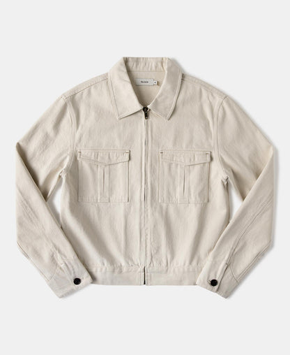 Heavyweight Cotton Work Jacket Natural – Front View | Ghosts Vintage