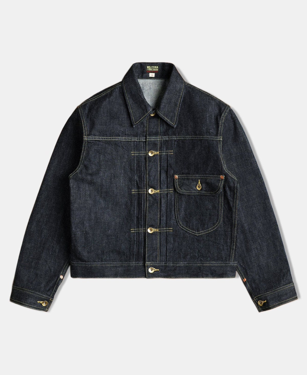 Selvedge Denim Jacket Prewashed Indigo – Front View | Ghosts Vintage