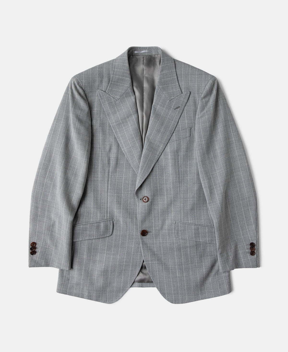 Gray Chalk Stripe Suit Jacket – Front View | Ghosts Vintage