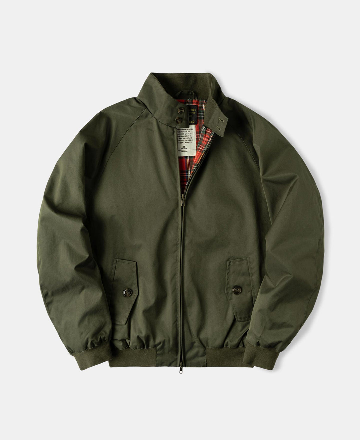 Stand Collar Jacket Olive – Front View | Ghosts Vintage