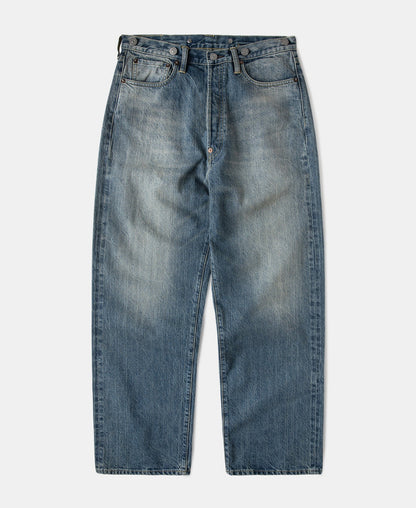 12.5oz Selvedge Denim Jeans Washed Blue – Front View | Ghosts Vintage