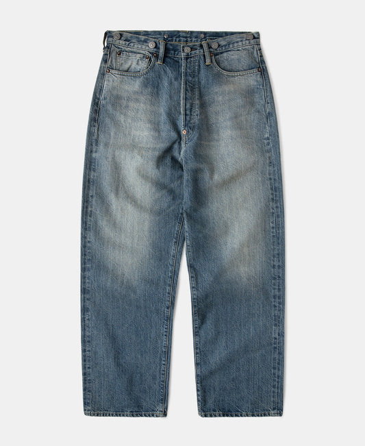 12.5oz Selvedge Denim Jeans Washed Blue – Front View | Ghosts Vintage