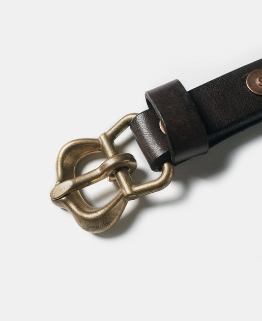 Brass Buckle Cowhide Belt Brown – Roller Buckle Detail | Ghosts Vintage