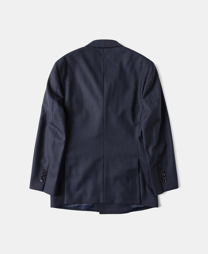 Herringbone Double-Breasted Suit Jacket Navy – Side View | Ghosts Vintage