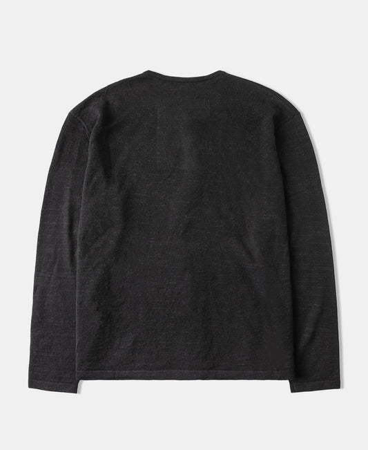 Henley Shirt Black – Side View | Ghosts Vintage