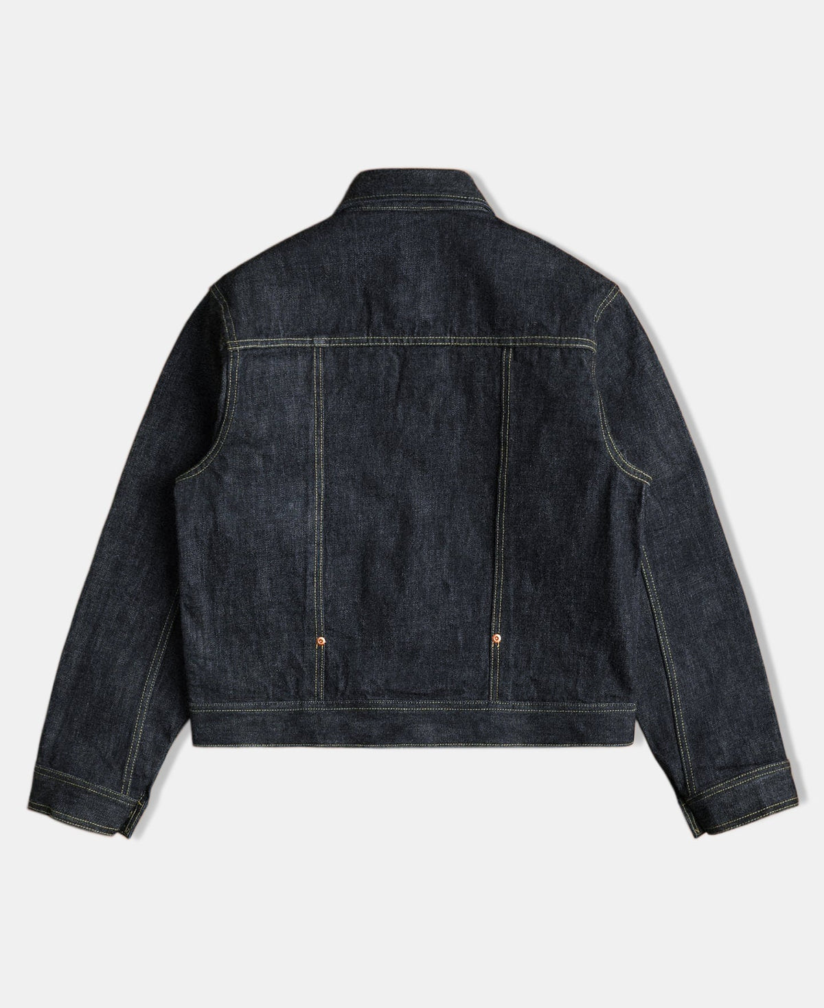 Selvedge Denim Jacket Prewashed Indigo – Side View | Ghosts Vintage