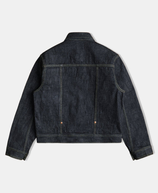 Selvedge Denim Jacket Prewashed Indigo – Side View | Ghosts Vintage