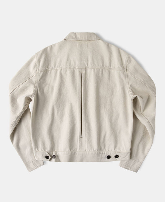 Heavyweight Cotton Work Jacket Natural – Side View | Ghosts Vintage