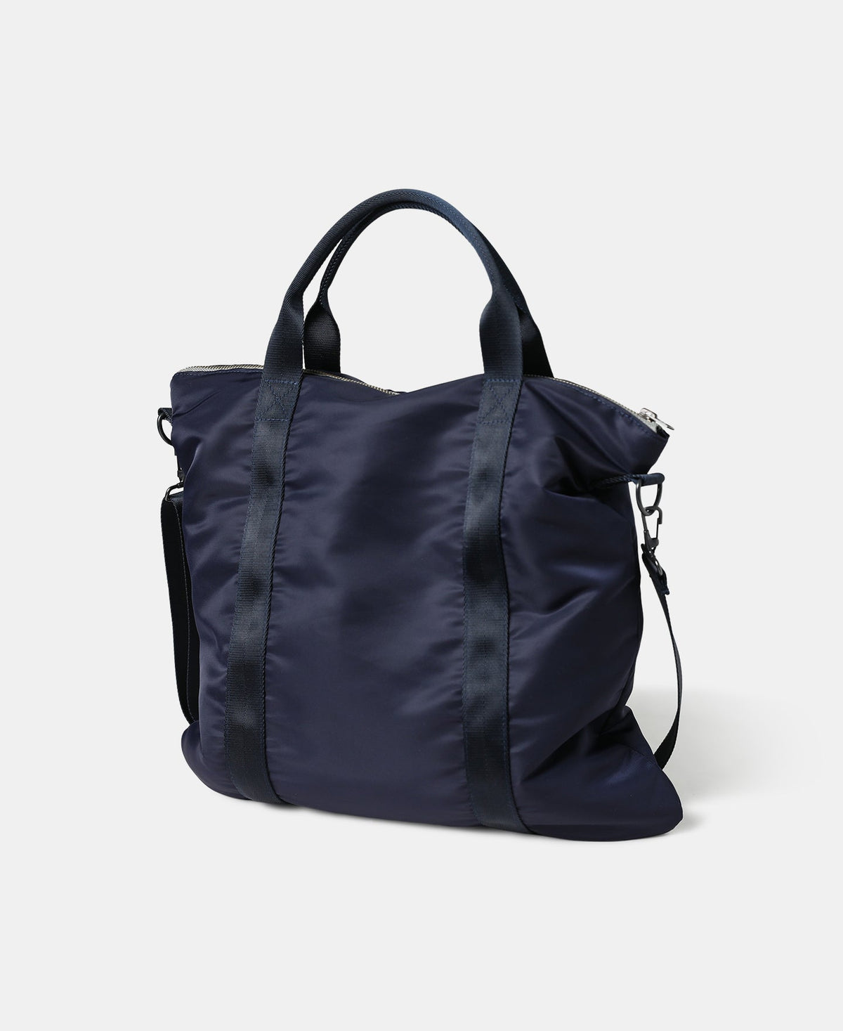 Cotton Sateen Shoulder Bag Navy – Side View | Ghosts Vintage
