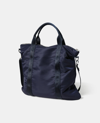 Cotton Sateen Shoulder Bag Navy – Side View | Ghosts Vintage