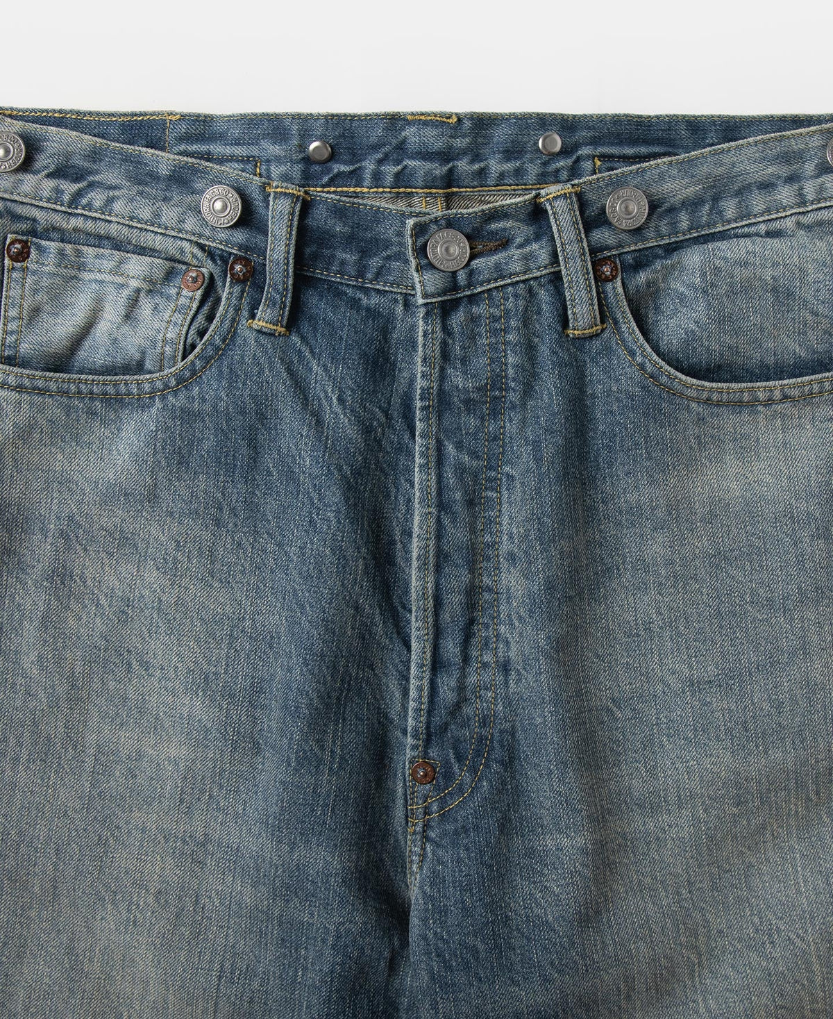 12.5oz Selvedge Denim Jeans Washed Blue – Back View | Ghosts Vintage