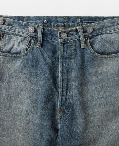 12.5oz Selvedge Denim Jeans Washed Blue – Back View | Ghosts Vintage