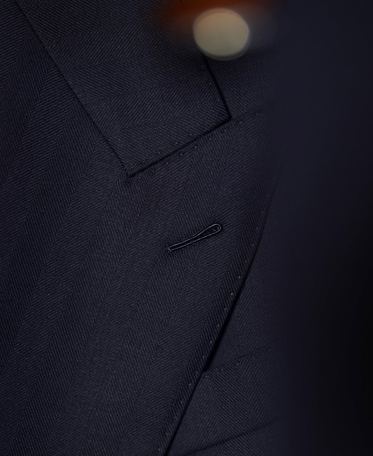 Navy Herringbone Suit Jacket – Six-Button Front Detail | Ghosts Vintage