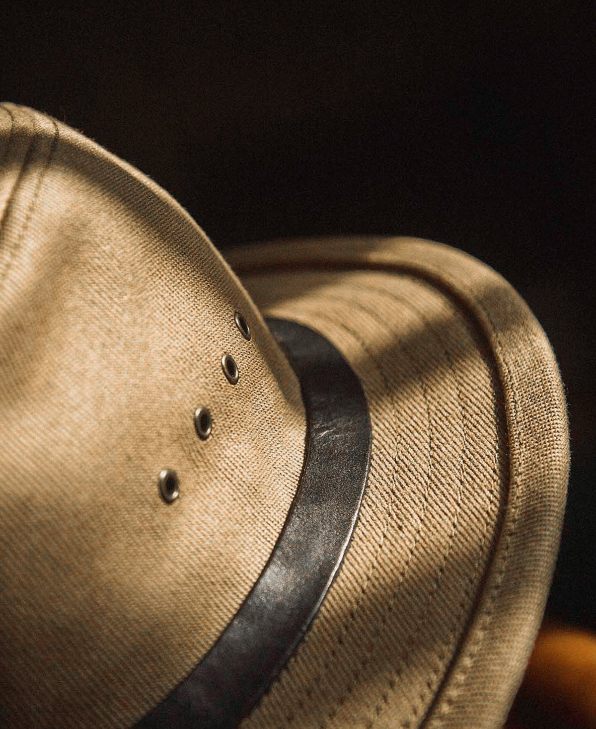Canvas Casual Packer Hat Khaki – Top Crown View | Ghosts Vintage