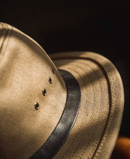 Canvas Casual Packer Hat Khaki – Top Crown View | Ghosts Vintage