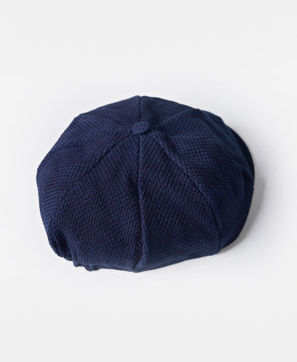 Indigo Sashiko Newsboy Cap – Geometric Embroidery Detail | Ghosts Vintage