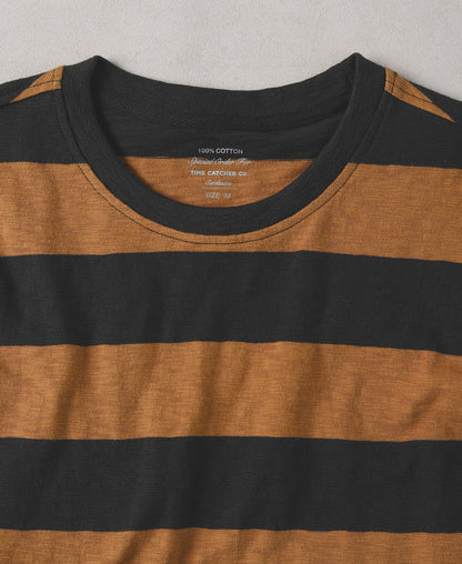 Black Orange Stripe T-Shirt – Size Label | Ghosts Vintage