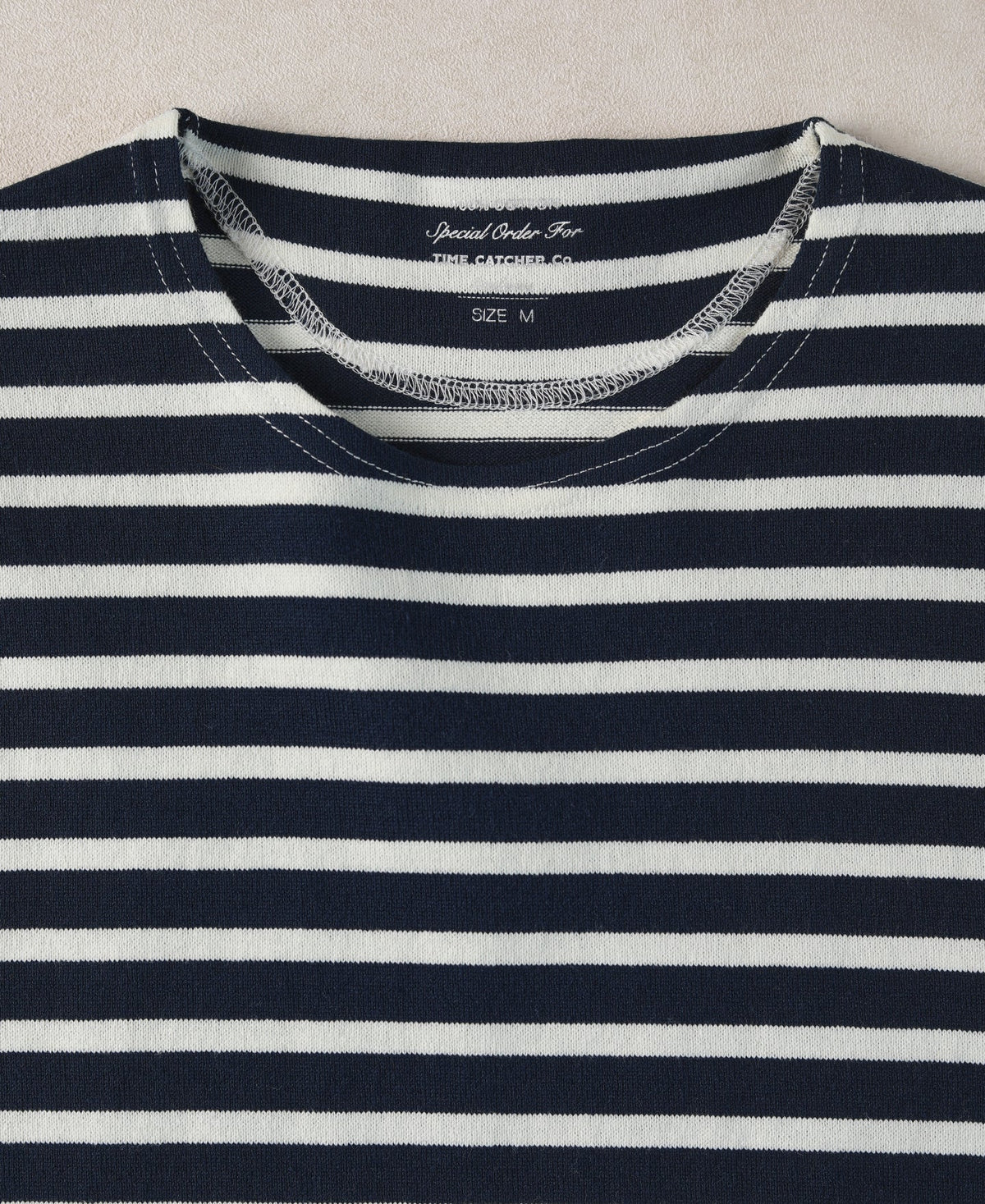 Navy Ivory Breton T-Shirt – Flat Lay Front | Ghosts Vintage