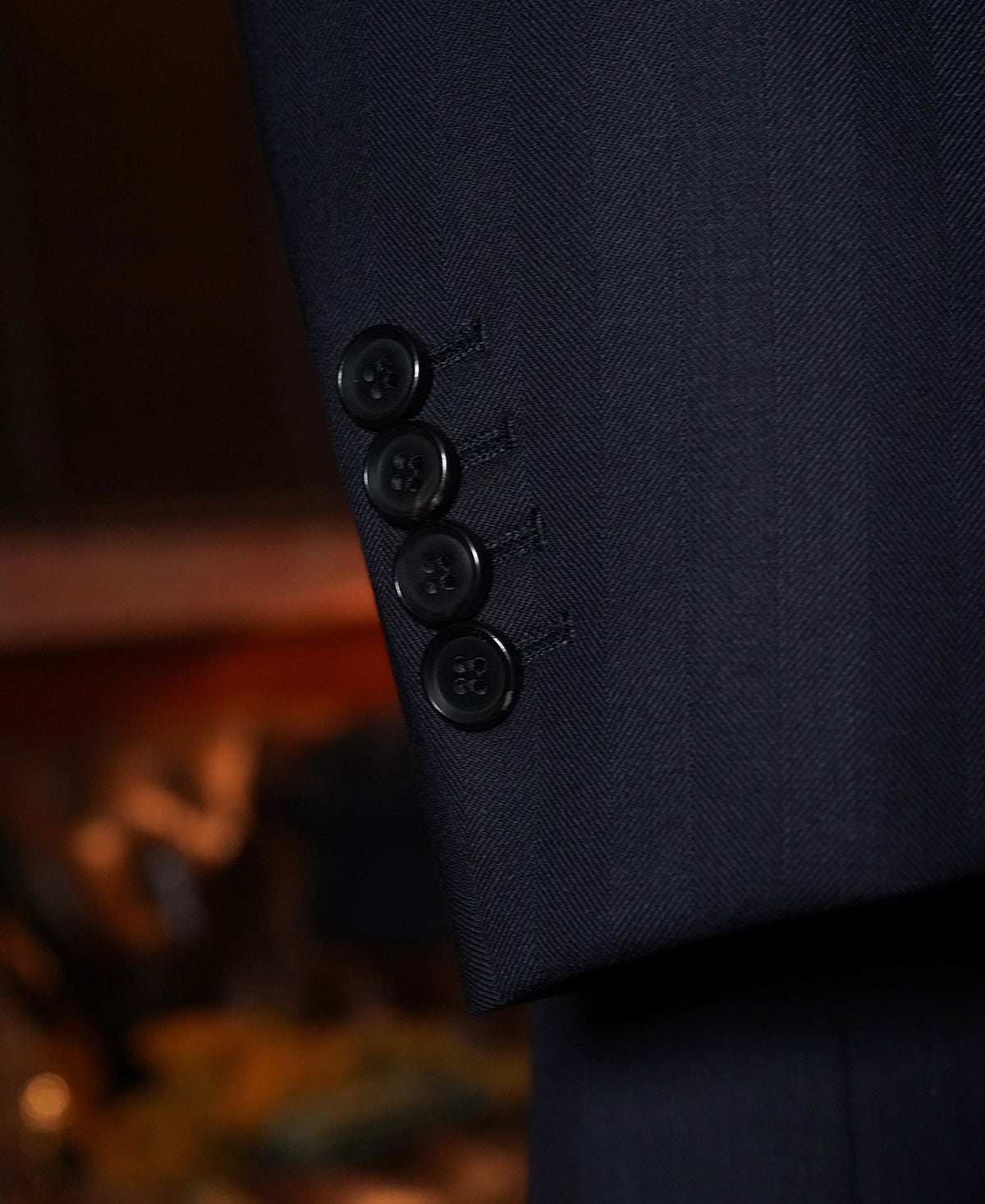 Navy Herringbone Suit Jacket – Herringbone Weave Detail | Ghosts Vintage