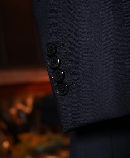 Navy Herringbone Suit Jacket – Herringbone Weave Detail | Ghosts Vintage