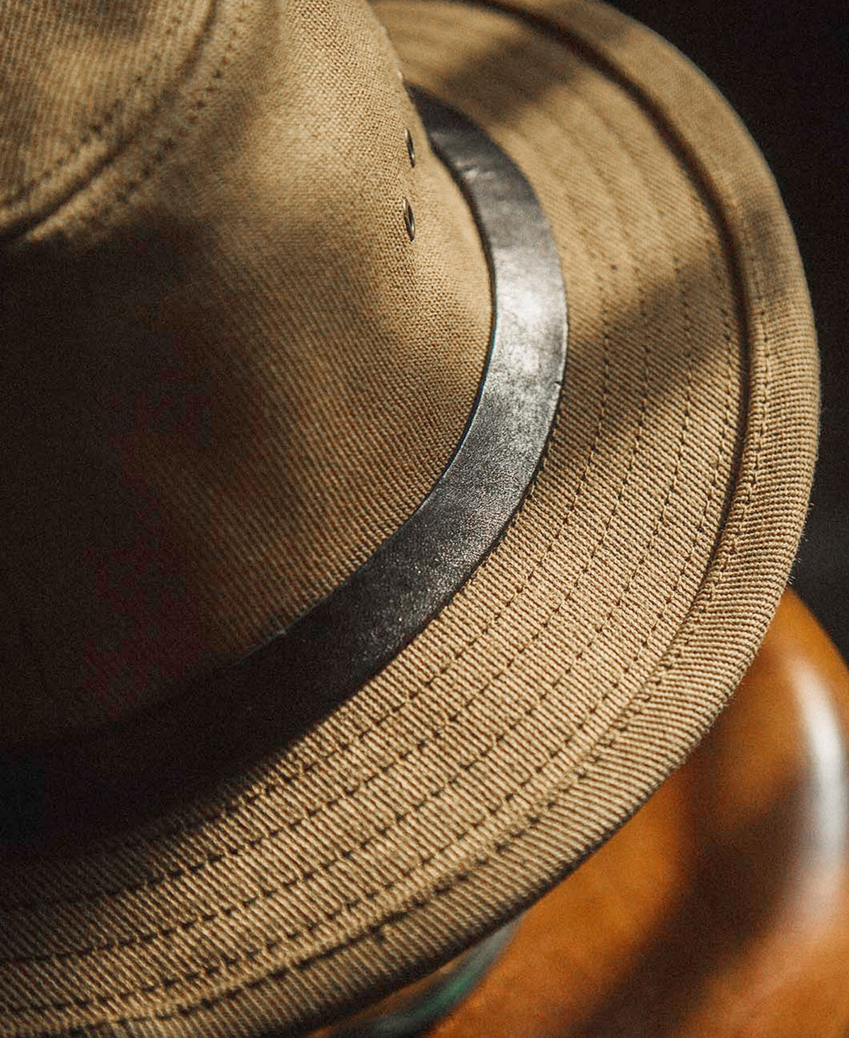 Canvas Packer Hat Khaki – Cotton Twill Sweatband Detail | Ghosts Vintage