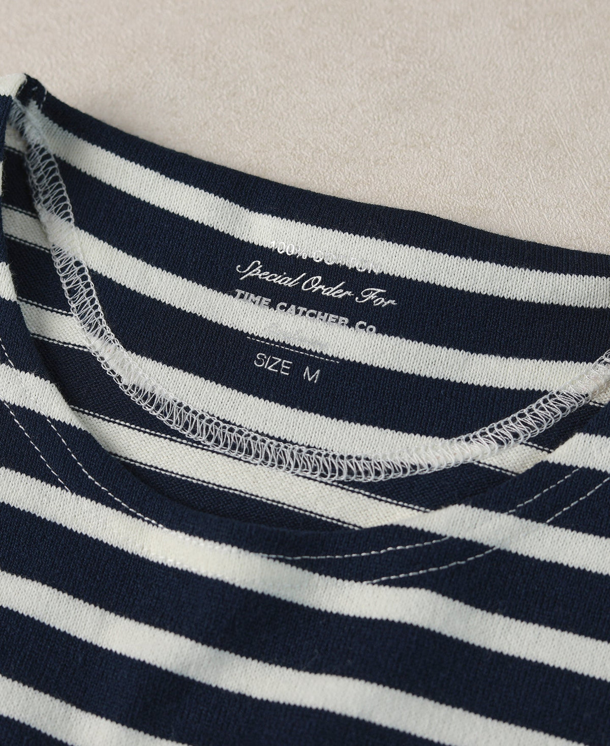 Navy Ivory Breton T-Shirt – Flat Lay Back | Ghosts Vintage