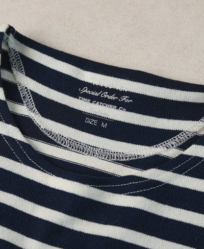 Navy Ivory Breton T-Shirt – Flat Lay Back | Ghosts Vintage