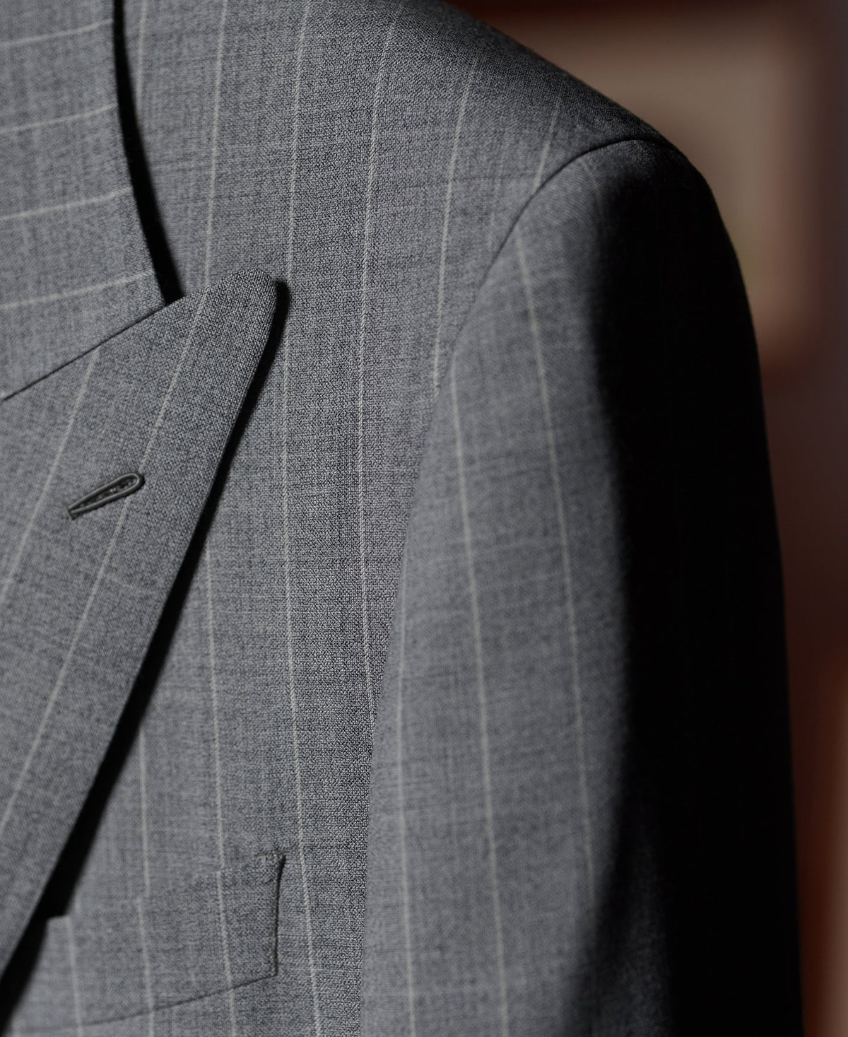 Gray Stripe Suit Jacket – Interior Pocket Detail | Ghosts Vintage