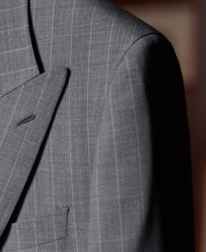Gray Stripe Suit Jacket – Interior Pocket Detail | Ghosts Vintage