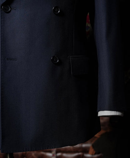 Navy Herringbone Suit Jacket – Structured Interlining Detail | Ghosts Vintage
