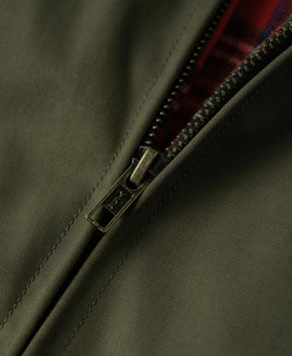 Olive Stand Collar Jacket – Flat Lay Front | Ghosts Vintage