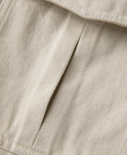 Natural Cotton Work Jacket – Metal Button Closure Detail | Ghosts Vintage