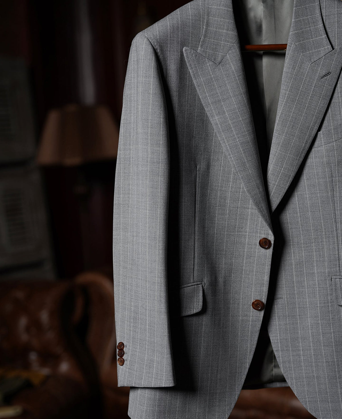 Gray Stripe Suit Jacket – Structured Interlining Detail | Ghosts Vintage