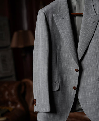 Gray Stripe Suit Jacket – Structured Interlining Detail | Ghosts Vintage