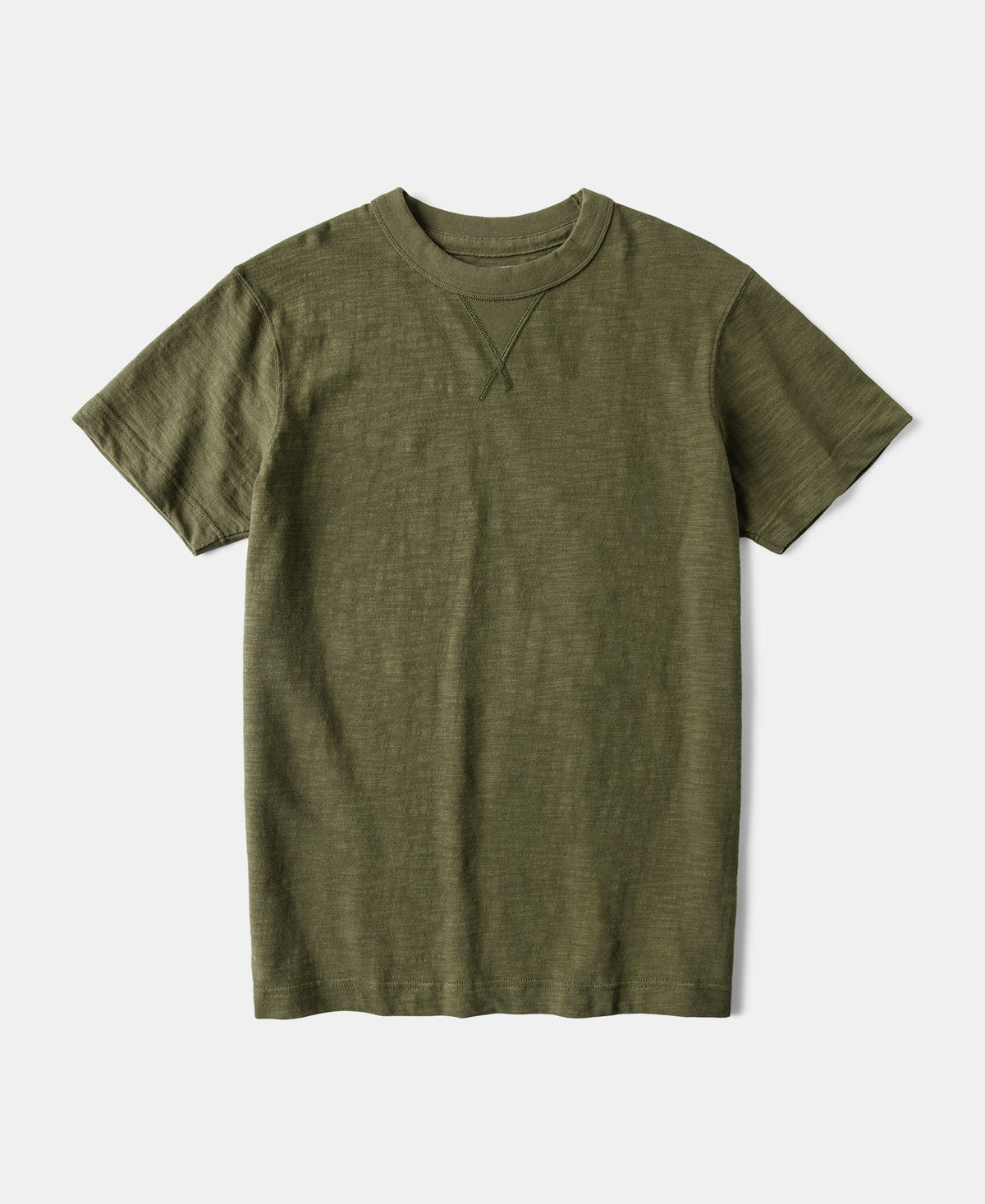 Heavyweight Cotton Gusset Tube T-Shirt Green – Front View | Ghosts Vintage