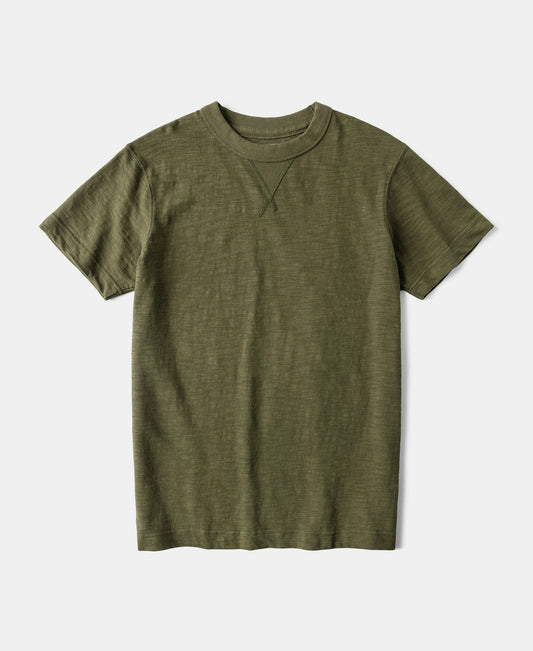 Heavyweight Cotton Gusset Tube T-Shirt Green – Front View | Ghosts Vintage