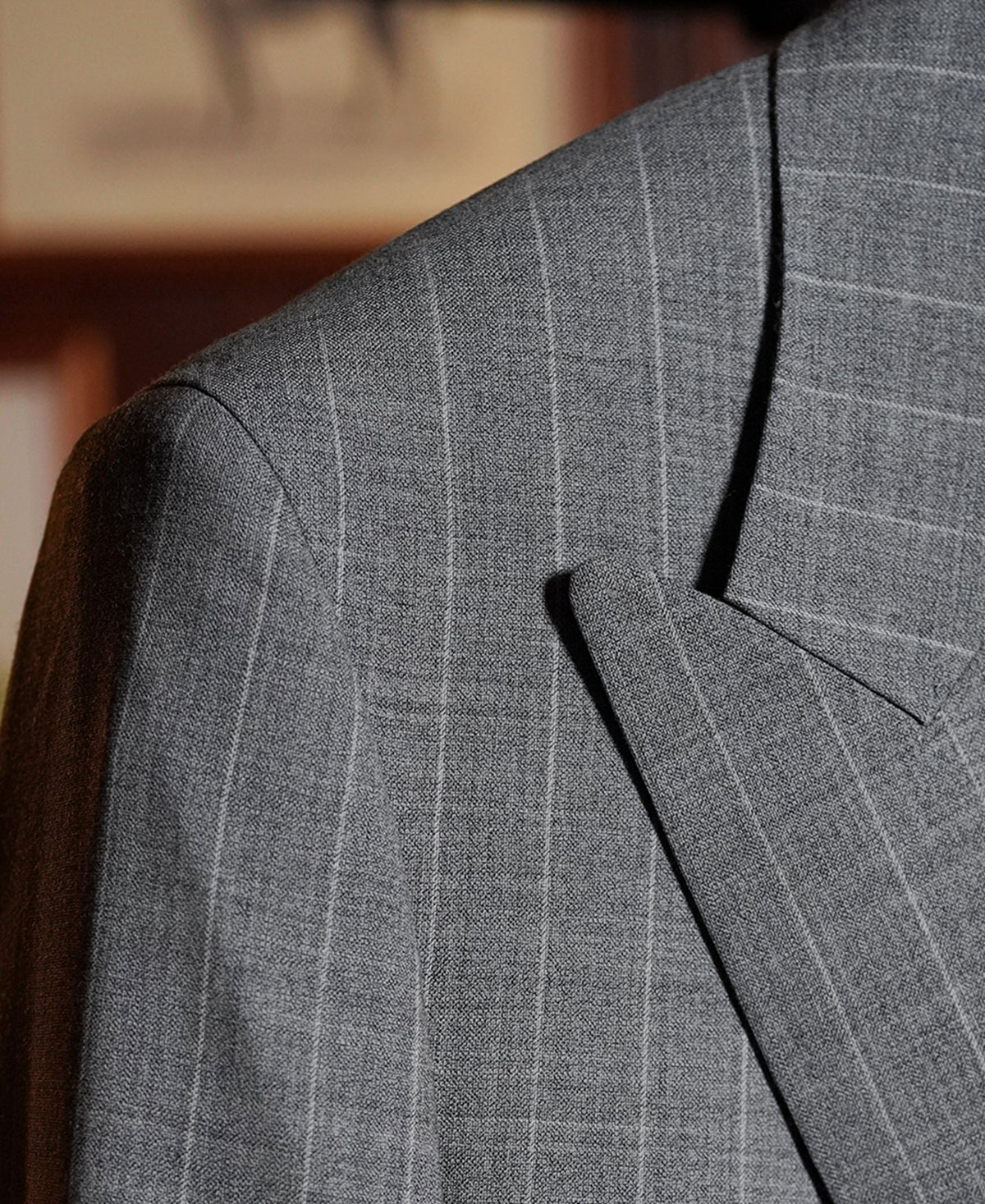 Gray Stripe Suit Jacket – Sleeve Length Detail | Ghosts Vintage