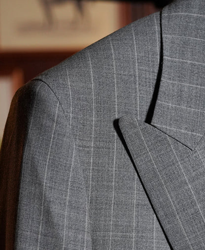 Gray Stripe Suit Jacket – Sleeve Length Detail | Ghosts Vintage