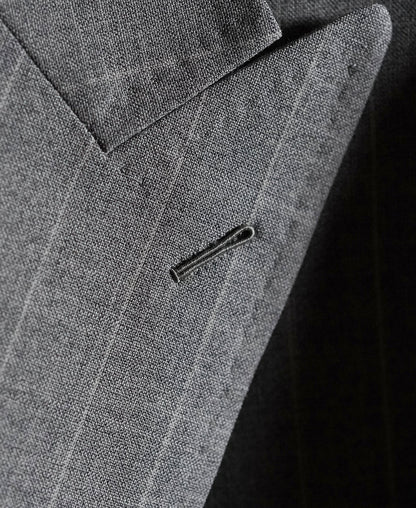 Gray Stripe Suit Jacket – Flat Lay Back | Ghosts Vintage