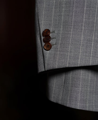 Gray Stripe Suit Jacket – Brand Label | Ghosts Vintage