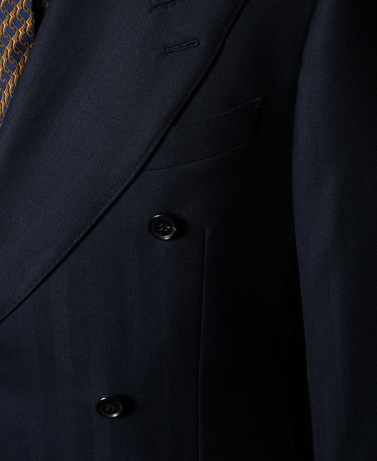 Navy Herringbone Suit Jacket – Functional Surgeon Cuff Detail | Ghosts Vintage