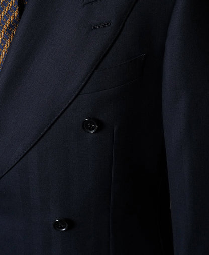Navy Herringbone Suit Jacket – Functional Surgeon Cuff Detail | Ghosts Vintage