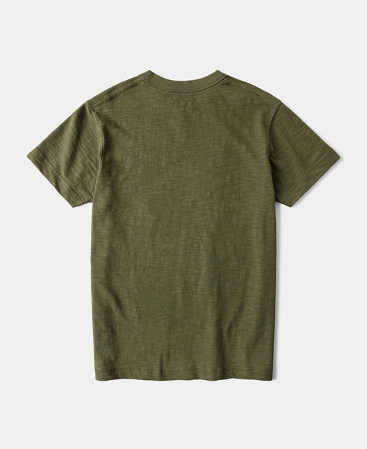 Heavyweight Cotton Gusset Tube T-Shirt Green – Side View | Ghosts Vintage
