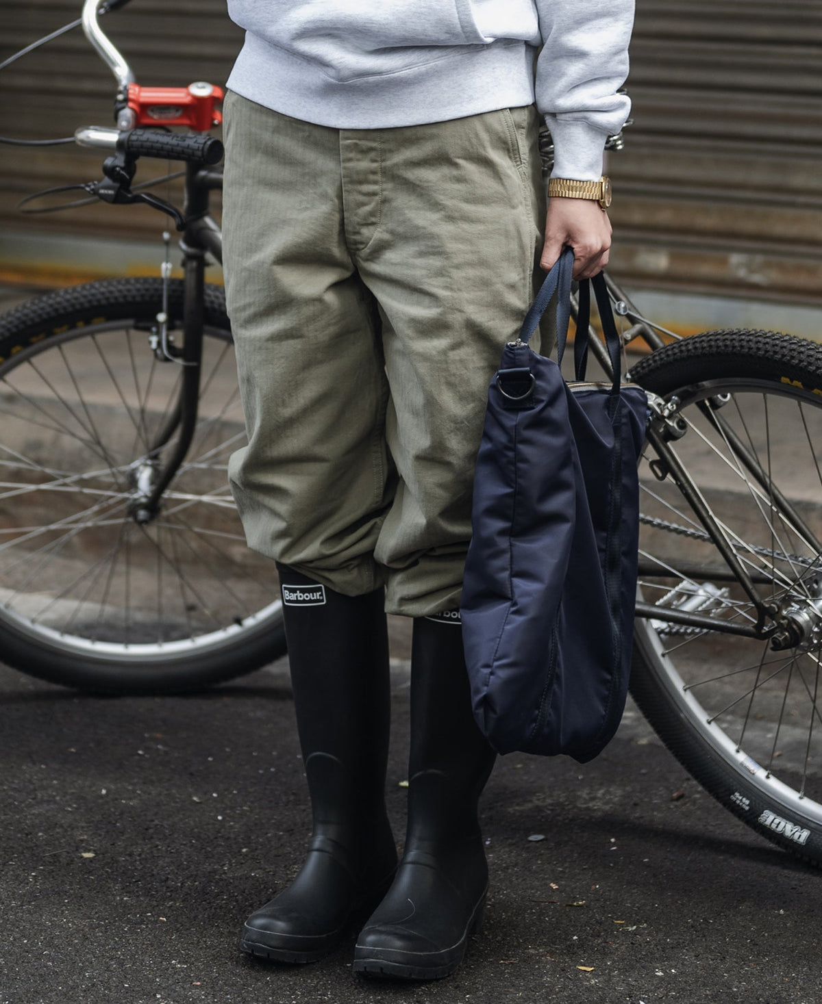 Navy Shoulder Bag – Front Snap Pocket Detail | Ghosts Vintage