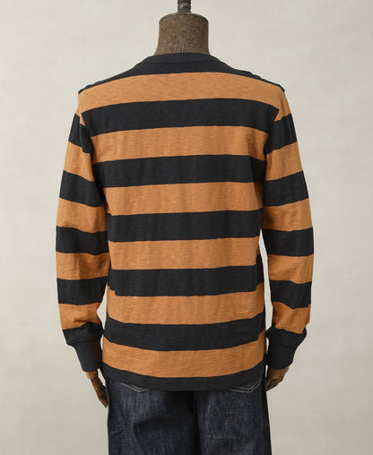 Black Orange Stripe T-Shirt – Collar Detail | Ghosts Vintage