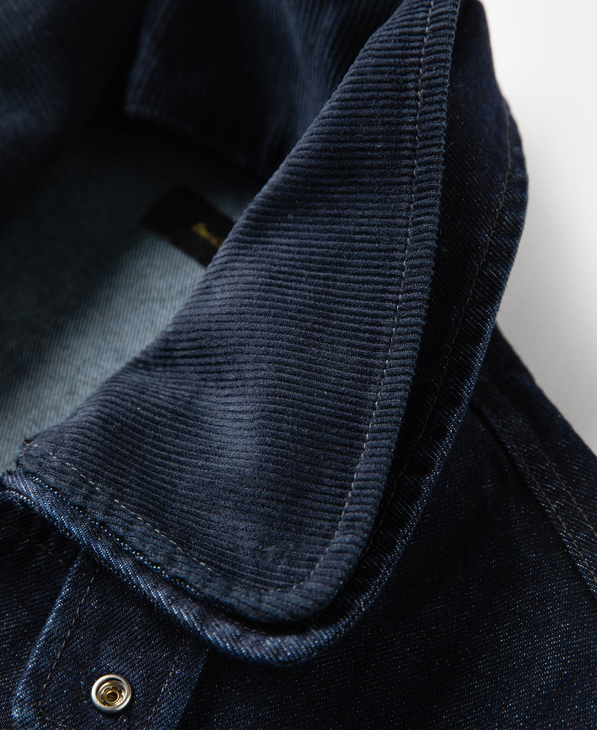 Indigo Chore Jacket – Stand Collar Detail | Ghosts Vintage